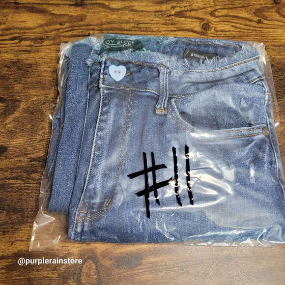 Judy Blue Jeans Jeans 29 Straight High Rise Raw Waist Hem Stretch Denim JB88503 - Picture 11 of 11